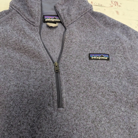 Patagonia Purple Zip Up Sweater with High Collar and Soft Fleece Texture - Picture 2 of 6